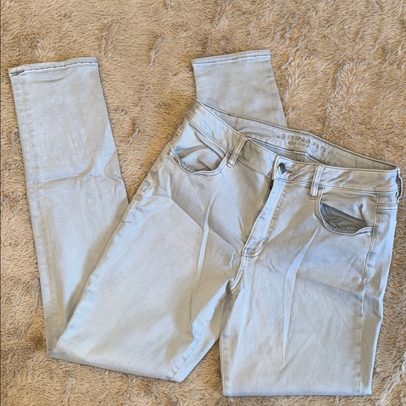 American Eagle Outfitters Light Gray Hi Rise Jegging 14 Long - Picture 2 of 4